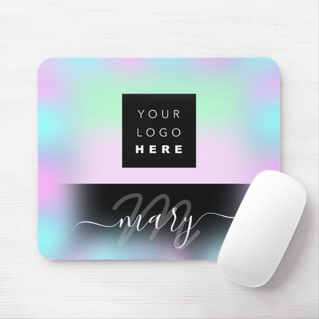 Tapis De Souris Nom du logo personnalisé Monogramme Holographe ros (Avec souris)