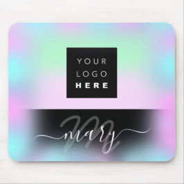 Tapis De Souris Nom du logo personnalisé Monogramme Holographe ros