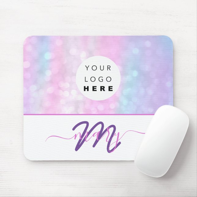 Tapis De Souris Nom du logo personnalisé Monogramme Holographe Uni (Avec souris)