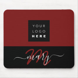 Tapis De Souris Nom du logo personnalisé Monogramme noir blanc BUr