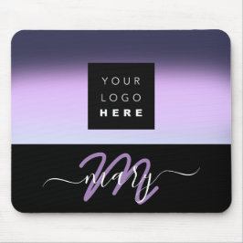 Tapis De Souris Nom du logo personnalisé Monogramme noir Dusty vio