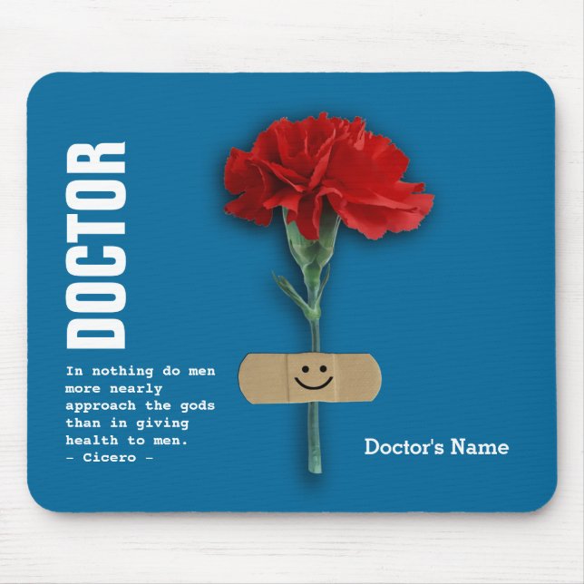 Tapis De Souris Nom du médecin sur mesure Carnation rouge Cadeau (Devant)