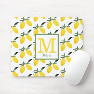 Tapis De Souris Nom du monogramme de citron mou