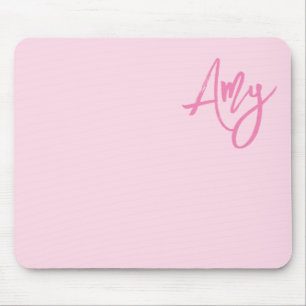 Tapis De Souris Nom écriture au pinceau pastel et rose