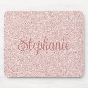 Tapis De Souris Nom en écriture cursive rose gold pailleté