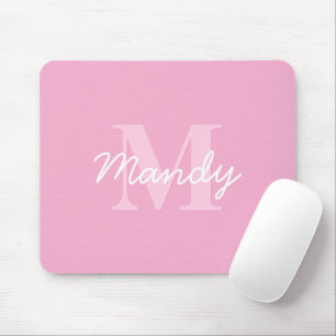 Tapis De Souris Nom et monogramme curieux à l'air mignon   Rose