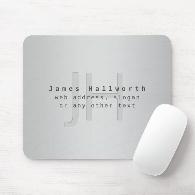 Tapis De Souris Nom et Slogan modifiable moderne | Gradient gris (Avec souris)