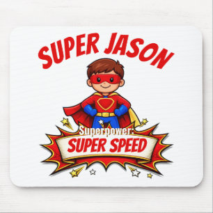 Tapis De Souris Nom et super-pouvoir de super-héros personnalisés 
