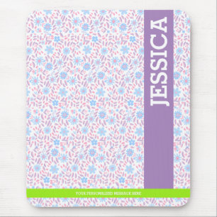 Tapis De Souris Nom floral pourpre personnalisé