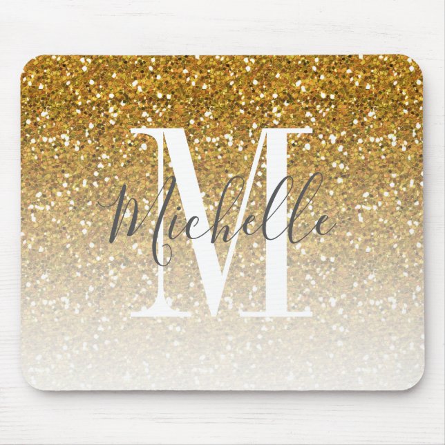 Tapis De Souris Nom Girly de monogramme d'étincelle d'Ombre de (Devant)