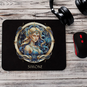 Tapis De Souris Nom Gold Blue Celestial Zodiac dim dim Virgo