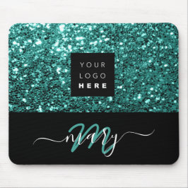 Tapis De Souris Nom Logo de la Parties scintillant Turquoise minim