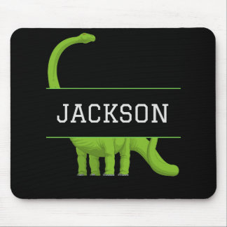 Tapis De Souris Nom mignon Dinosaure personnalisé Noir