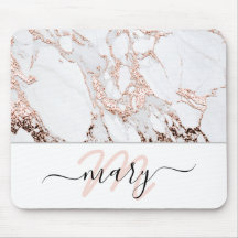 Nom Monogramme Marbre Rose rose blanc Abstrait
