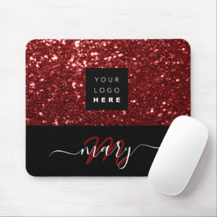 Tapis De Souris Nom Monogramme Minimal Burgundy Parties scintillan