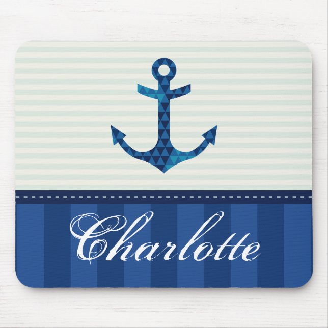 Tapis De Souris Nom nautique de coutume d'Ancre de motif de (Devant)