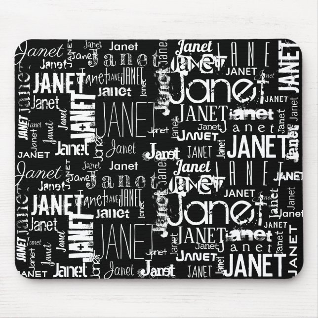 Tapis De Souris Nom Panier de souris noir blanc | Personnaliser (Devant)