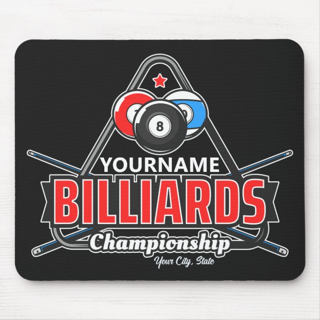 Tapis De Souris NOM Personnalisé Billard 8 Ball Pool Cue Rack (Devant)