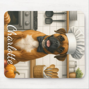 Tapis De Souris Nom personnalisé Boxer drôle amateur de cuisine