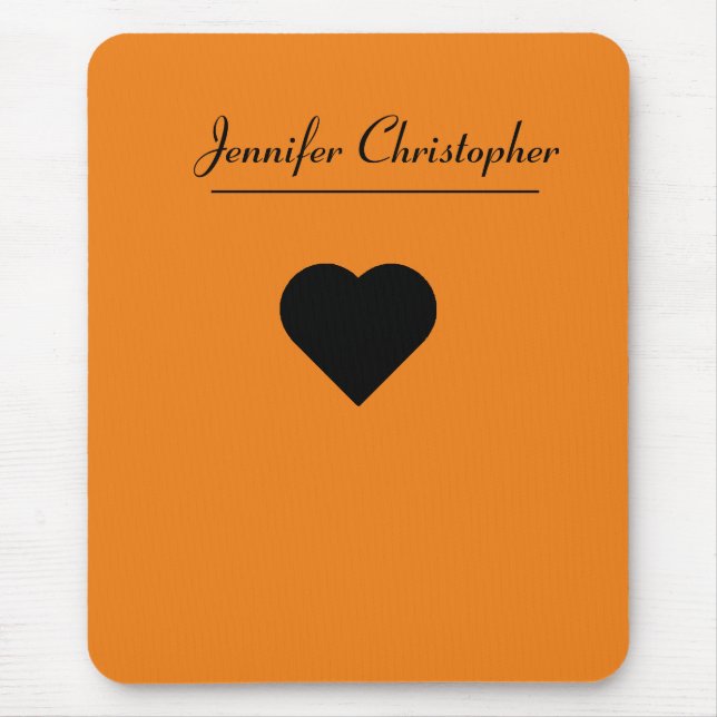 Tapis De Souris Nom personnalisé Cute moderne Script Orange love (Devant)