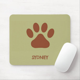 Tapis De Souris Nom personnalisé de patte chien Brown