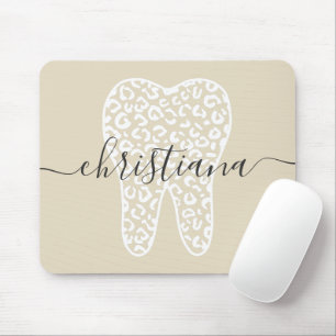 Tapis De Souris Nom personnalisé Dental Empreinte de léopard Tooth