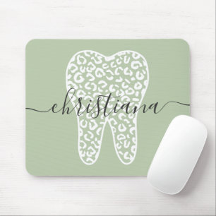 Tapis De Souris Nom personnalisé Dental Empreinte de léopard Tooth