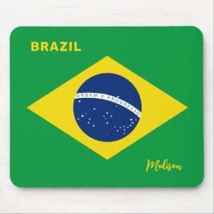 Tapis De Souris Nom personnalisé Drapeau du Brésil