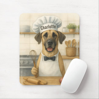 Tapis De Souris Nom personnalisé Drôle Grand Danois Chien Chef