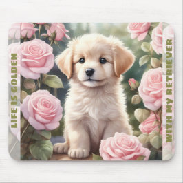Tapis De Souris Nom personnalisé du chien Golden Retriever Chiot