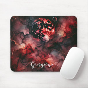 Tapis De Souris Nom personnalisé Eerie Lune de sang Halloween Encr