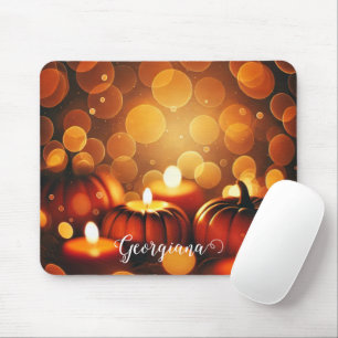Tapis De Souris Nom personnalisé Effet Bokeh automatique Citrouill
