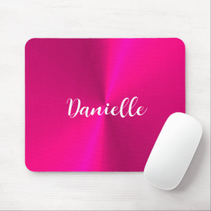 Tapis De Souris Nom personnalisé en faux métal rose