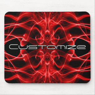 Tapis De Souris Nom personnalisé Fumée Rouge Symétrique Noir