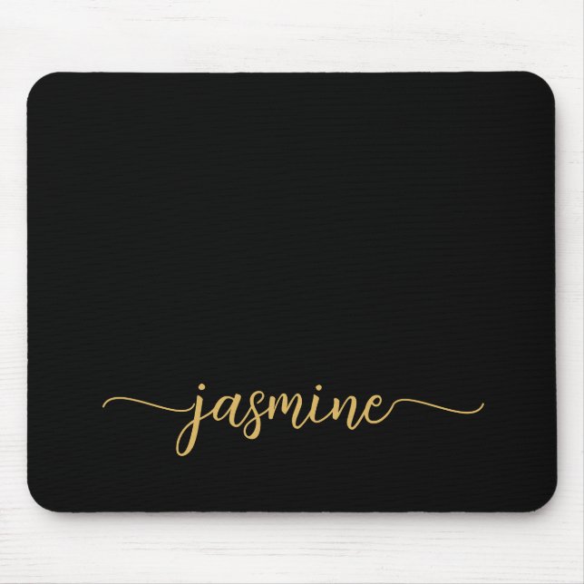 Tapis De Souris Nom personnalisé girly simple noir en monogramme (Devant)