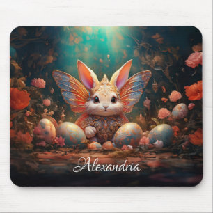 Tapis De Souris Nom personnalisé Joyeux lapin de Pâques avec oeufs