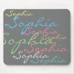 Tapis De Souris Nom personnalisé Maximaliste Moderne Typographie u