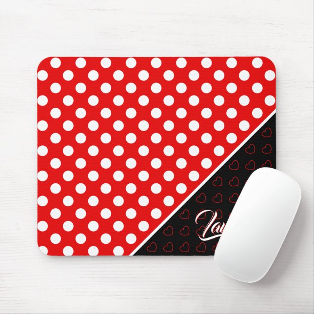 Tapis De Souris Nom Personnalisé Modèle, Rouge Et Noir Frappant (Avec souris)