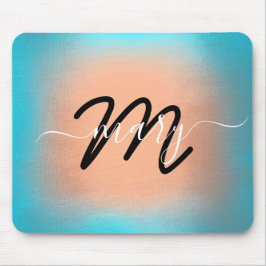 Tapis De Souris Nom personnalisé Monogram Ombre Blue Rose
