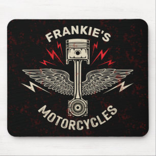 Tapis De Souris Nom personnalisé Motorcycle Piston Wings Biker Gar
