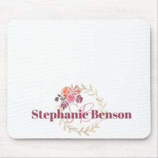 Tapis De Souris Nom personnalisé Mousepad | Belle aquarelle floral