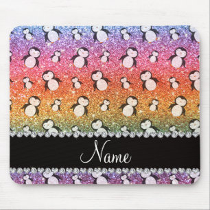 Tapis De Souris Nom personnalisé pingouins de parties scintillant 