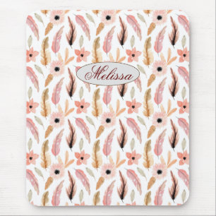 Tapis De Souris Nom rose mignon Floral Aquarelle Girl