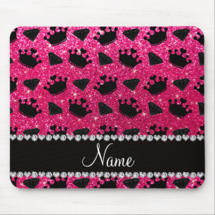 Tapis De Souris Nom rose rose parties scintillant princesse couron
