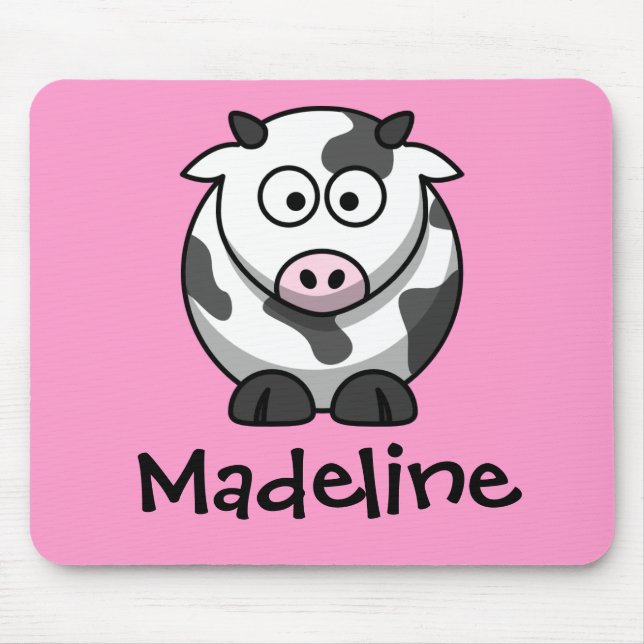 Tapis De Souris Nommé personnalisé - vache mignonne à bande (Devant)