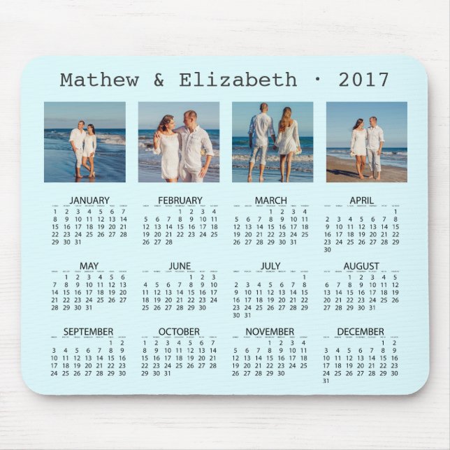 Tapis De Souris Noms et photos de couple | Calendrier photo 2017 (Devant)