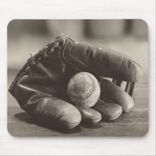 Tapis De Souris Nostalgie de base-ball - gant et base-ball