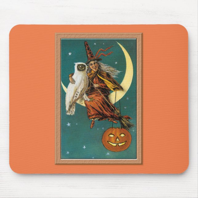 Tapis De Souris Nostalgy Halloween Witch & Owl (Devant)