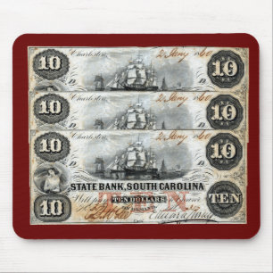 Tapis De Souris Note de dix dollars de 1860 en Caroline du Sud