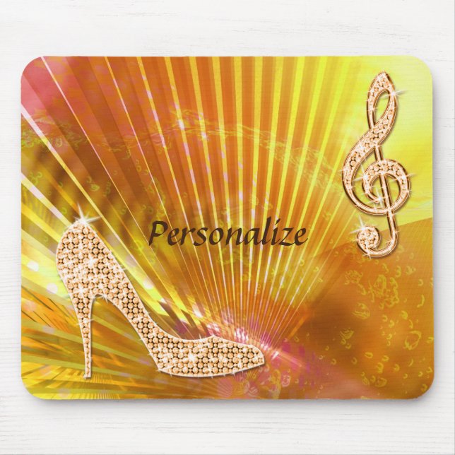 Tapis De Souris Note orange scintillante de musique et talon (Devant)